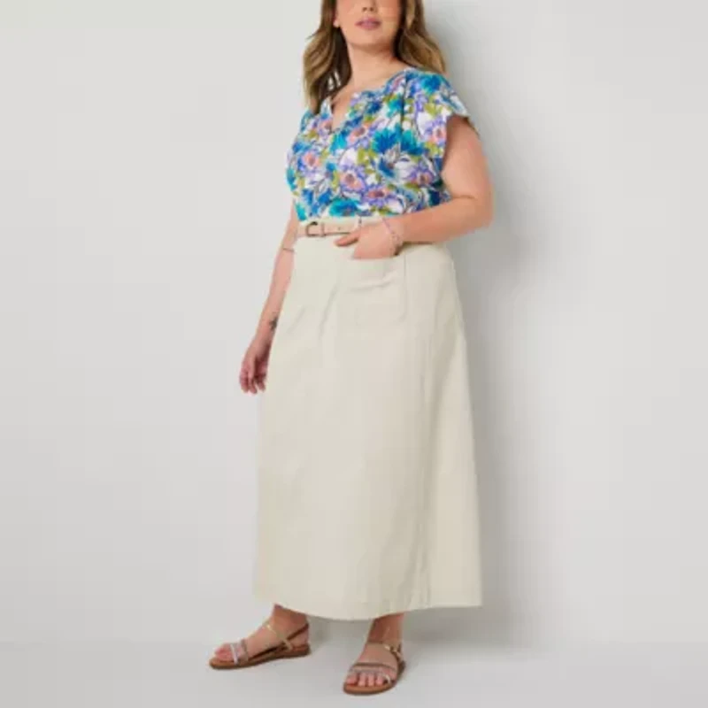 St. John's Bay Womens Mid Rise Maxi Skirt - Plus
