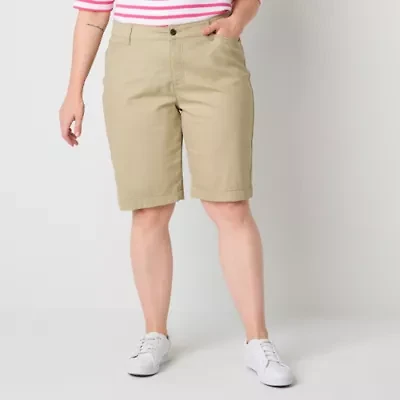 St. John's Bay Womens 11 1/2" Mid Rise - Plus Bermuda Short