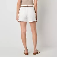 a.n.a Womens Highest Rise Embroidered Denim Short