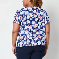 Liz Claiborne Womens V Neck Short Sleeve Plus Blouse