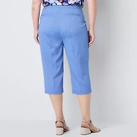 Liz Claiborne Womens Straight Mid Rise Plus Cropped Pant