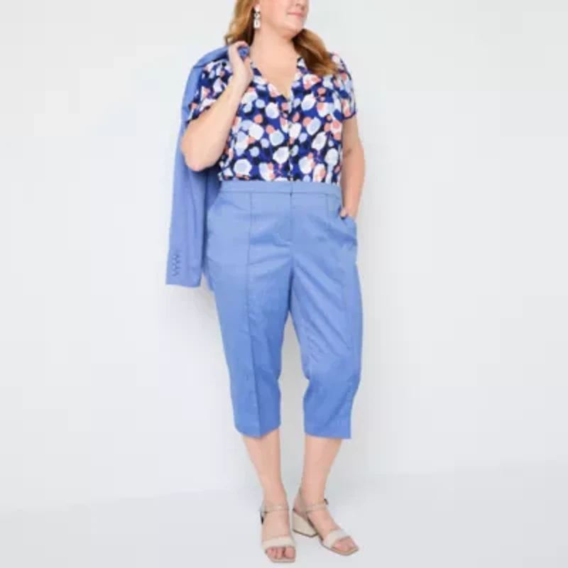 Liz Claiborne Womens Straight Mid Rise Plus Cropped Pant