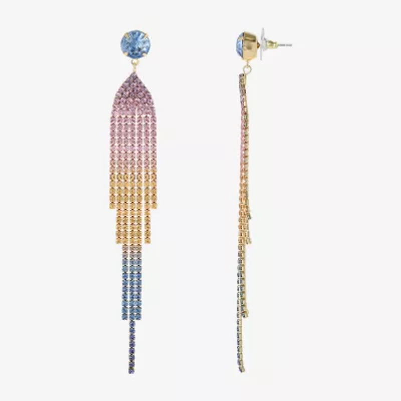 JS Jessica Simpson Gold Tone Womens Multi Color Glass Drop Earrings