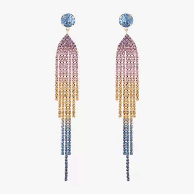 JS Jessica Simpson Gold Tone Womens Multi Color Glass Drop Earrings