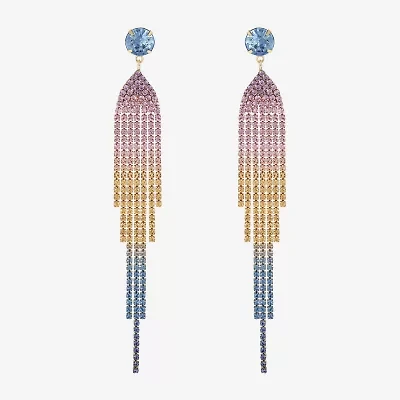 JS Jessica Simpson Gold Tone Womens Multi Color Glass Drop Earrings