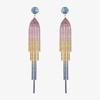 JS Jessica Simpson Gold Tone Womens Multi Color Glass Drop Earrings