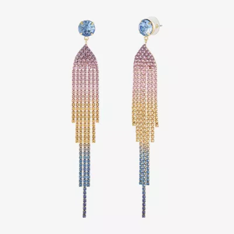 JS Jessica Simpson Gold Tone Womens Multi Color Glass Drop Earrings