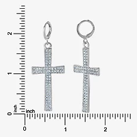 JS Jessica Simpson Silver Tone Womens Glass Cross Drop Earrings