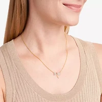 Sparkle Allure Dragonfly Womens White Diamond Accent Pure Silver Over Bronze 18 Inch Pendant Necklace