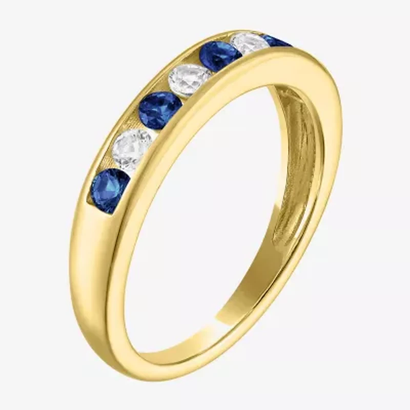 Gemstone 14K Gold Over Silver Sterling Band