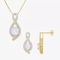 Gemstone 14K Gold Over Silver Sterling Oval Jewelry Set