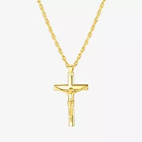 Crucifix Mens 24K Gold Over Silver Cross 24 Inch Pendant Necklace