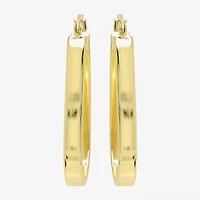 Womens 24K Gold Over Silver 32mm Oval Hoop Earrings