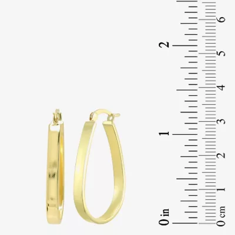 Womens 24K Gold Over Silver 32mm Oval Hoop Earrings