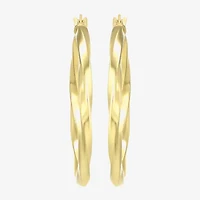 Womens 24K Gold Over Silver 32mm Round Hoop Earrings
