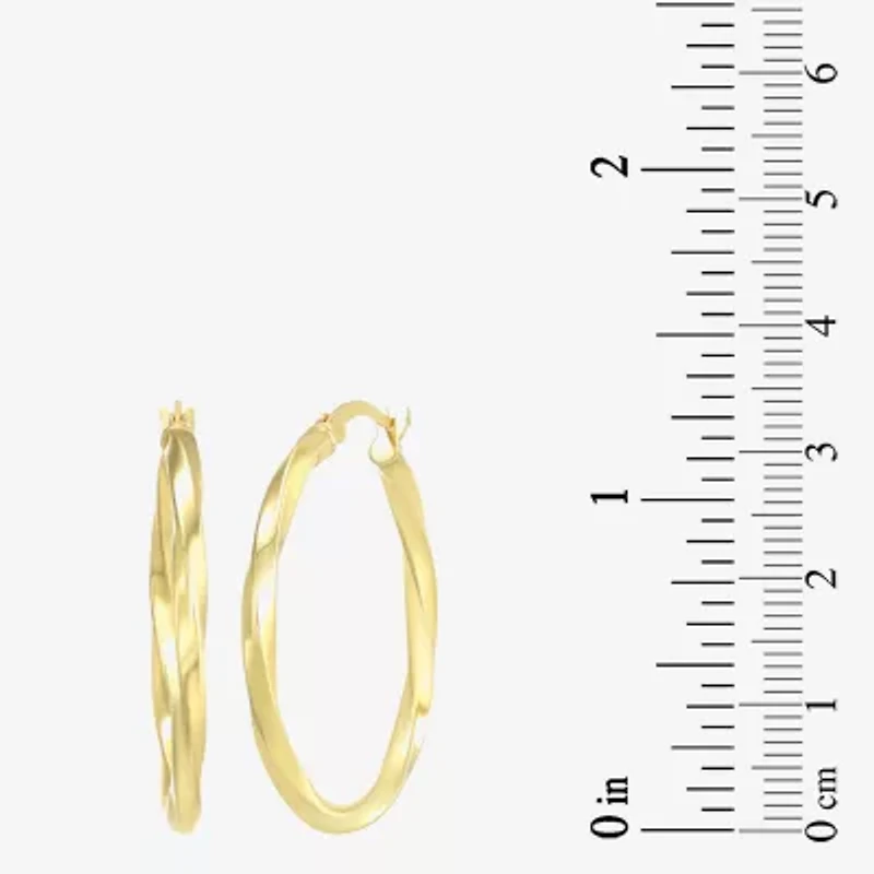 Womens 24K Gold Over Silver 32mm Round Hoop Earrings