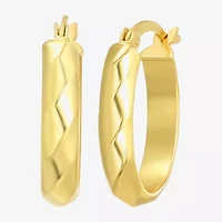 Womens 24K Gold Over Silver 20mm Oval Hoop Earrings