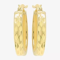 Womens 24K Gold Over Silver 20mm Round Hoop Earrings