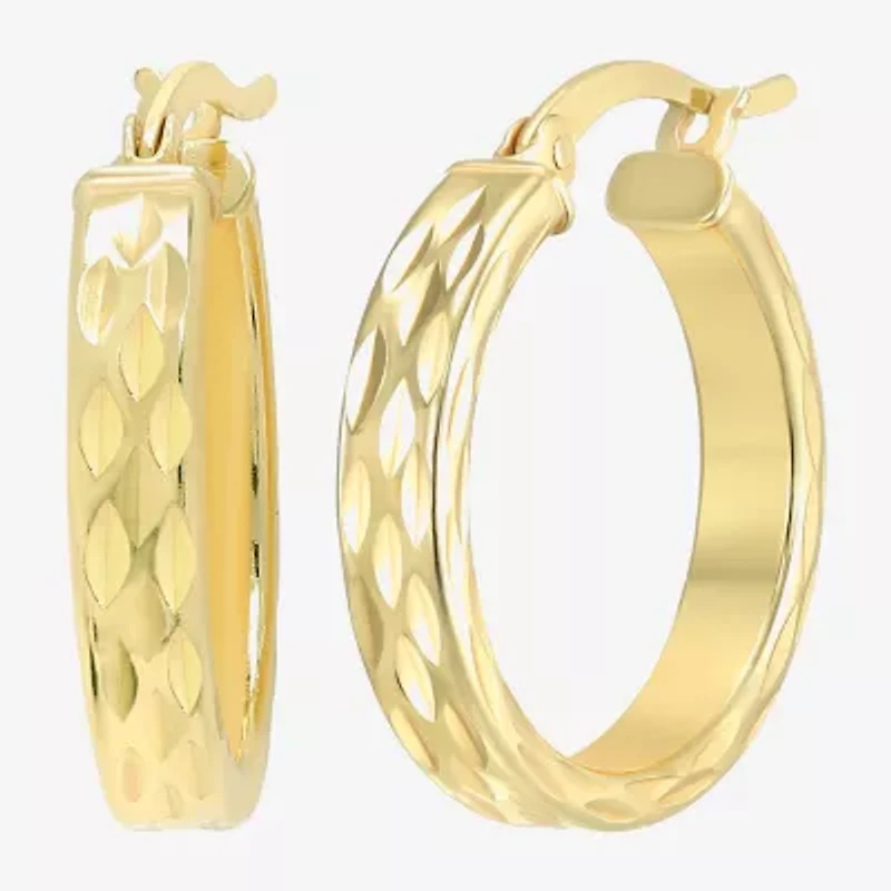 Womens 24K Gold Over Silver 20mm Round Hoop Earrings