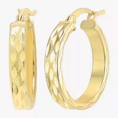 Womens 24K Gold Over Silver 20mm Round Hoop Earrings