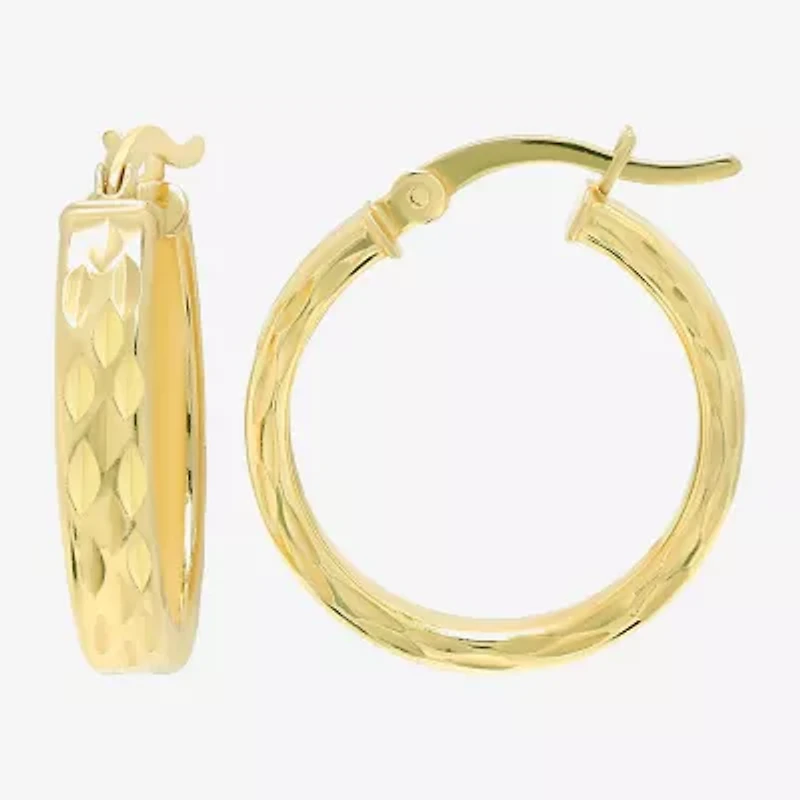 Womens 24K Gold Over Silver 20mm Round Hoop Earrings