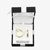 Womens 24K Gold Over Silver 20mm Round Hoop Earrings