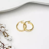 Womens 24K Gold Over Silver 20mm Round Hoop Earrings