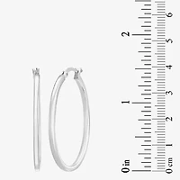 Womens Sterling Silver 38mm Oval Hoop Earrings