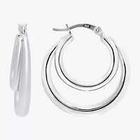 Womens Sterling Silver 27.5mm Oval Hoop Earrings
