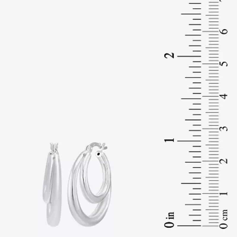 Womens Sterling Silver 27.5mm Oval Hoop Earrings