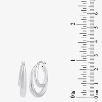 Womens Sterling Silver 27.5mm Oval Hoop Earrings