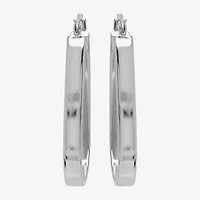 Womens Sterling Silver 32mm Oval Hoop Earrings