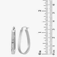 Womens Sterling Silver 32mm Oval Hoop Earrings