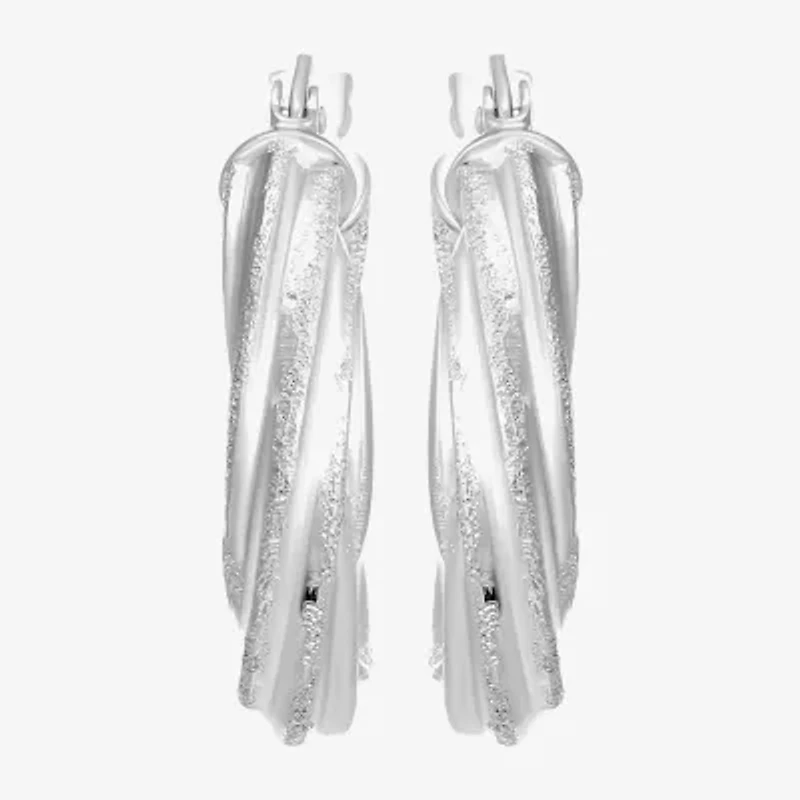 Womens Sterling Silver 20mm Round Hoop Earrings