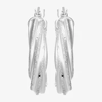 Womens Sterling Silver 20mm Round Hoop Earrings