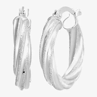Womens Sterling Silver 20mm Round Hoop Earrings