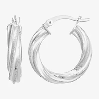 Womens Sterling Silver 20mm Round Hoop Earrings