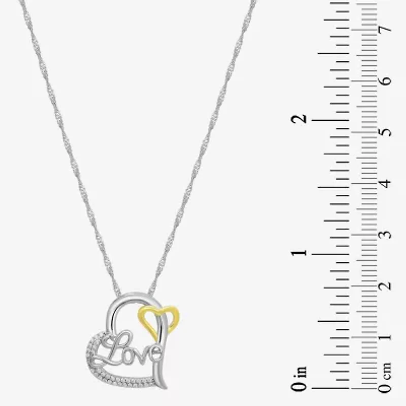 Diamonart Womens White Cubic Zirconia Sterling Silver Heart 18 Inch Pendant Necklace