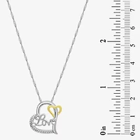 Diamonart Womens White Cubic Zirconia Sterling Silver Heart 18 Inch Pendant Necklace