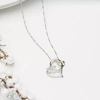 Diamonart Womens White Cubic Zirconia Sterling Silver Heart 18 Inch Pendant Necklace