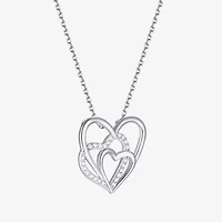 Diamonart Womens White Cubic Zirconia Sterling Silver Heart 18 Inch Pendant Necklace