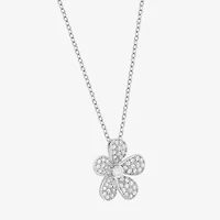 Diamonart Womens White Cubic Zirconia Sterling Silver Flower 18 Inch Pendant Necklace