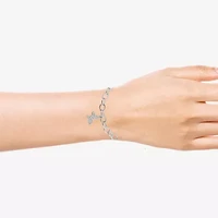 Diamonart Womens Cubic Zirconia Sterling Silver Butterfly Flower Charm Bracelet