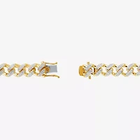 (F / Si2) Mens 14K Gold Over Silver 8 1/2 Inch Semisolid Curb Chain Bracelet