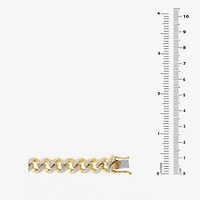 (F / Si2) Mens 14K Gold Over Silver 8 1/2 Inch Semisolid Curb Chain Bracelet