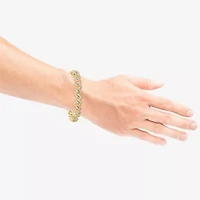 (F / Si2) Mens 14K Gold Over Silver 8 1/2 Inch Semisolid Curb Chain Bracelet