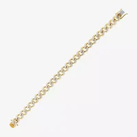 (F / Si2) Mens 14K Gold Over Silver 8 1/2 Inch Semisolid Curb Chain Bracelet