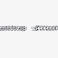 (F / Si2) Mens Sterling Silver 8 1/2 Inch Semisolid Curb Chain Bracelet