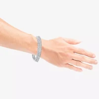 (F / Si2) Mens Sterling Silver 8 1/2 Inch Semisolid Curb Chain Bracelet