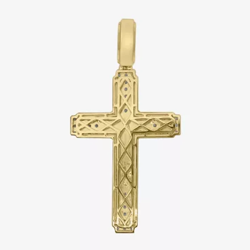 Cross (F / Si2) Mens 1 1/2 CT. T.W. Lab Grown White Diamond 14K Gold Over Silver Cross Pendant